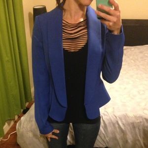 Bebe Electric Blue Drape Front Blazer